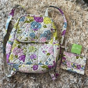 VERA BRADLEY floral mini backpack with MATCHING wallet (wallet is new with tag)